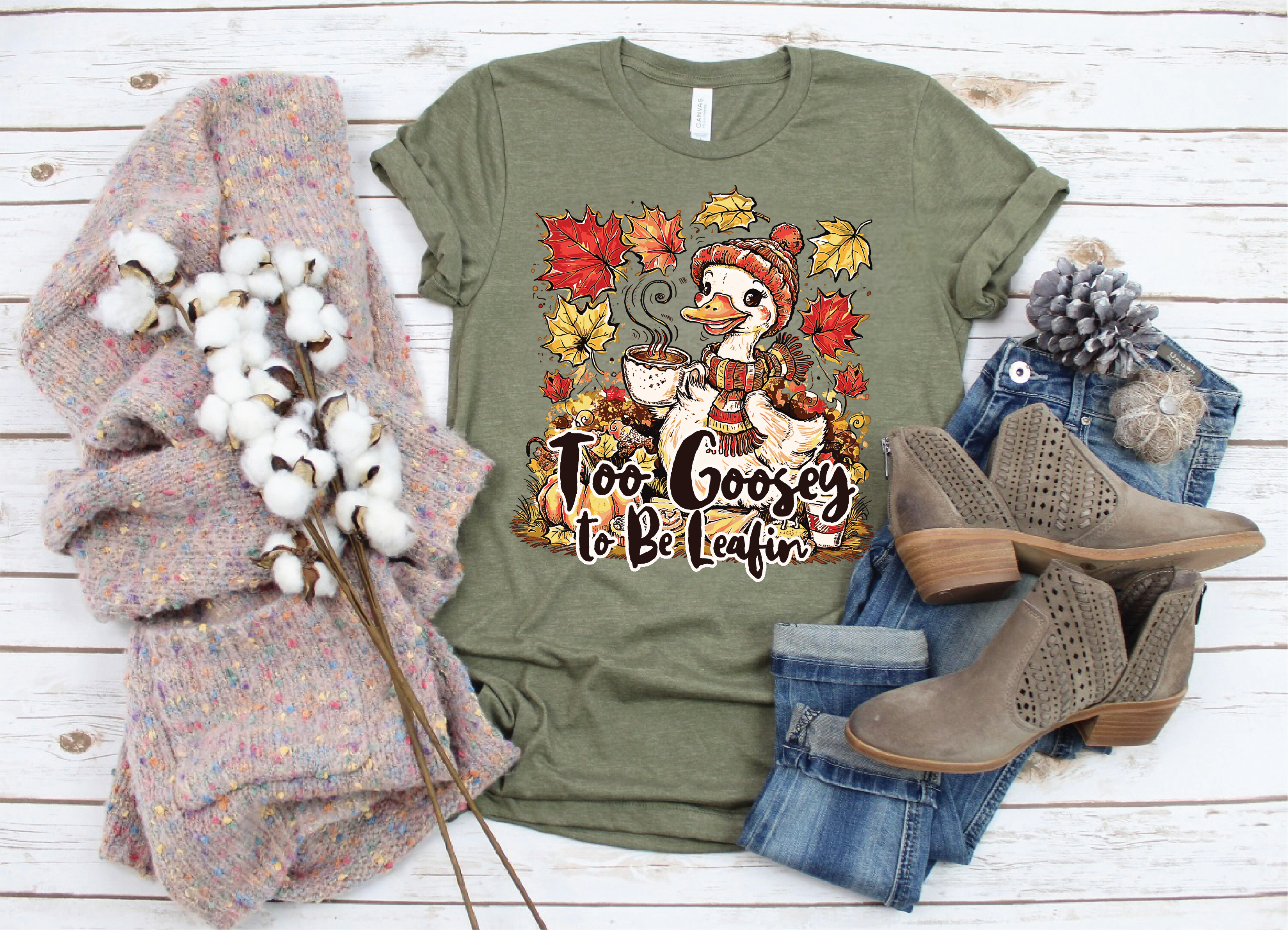 Too Goosey to be Leafin Fall Graphic T-shirt