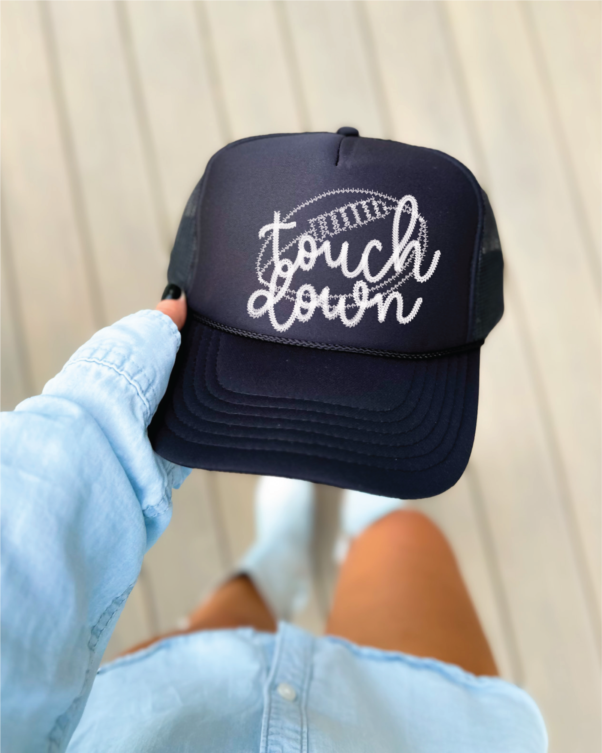 Touchdown DTF Printed Black Trucker Hat
