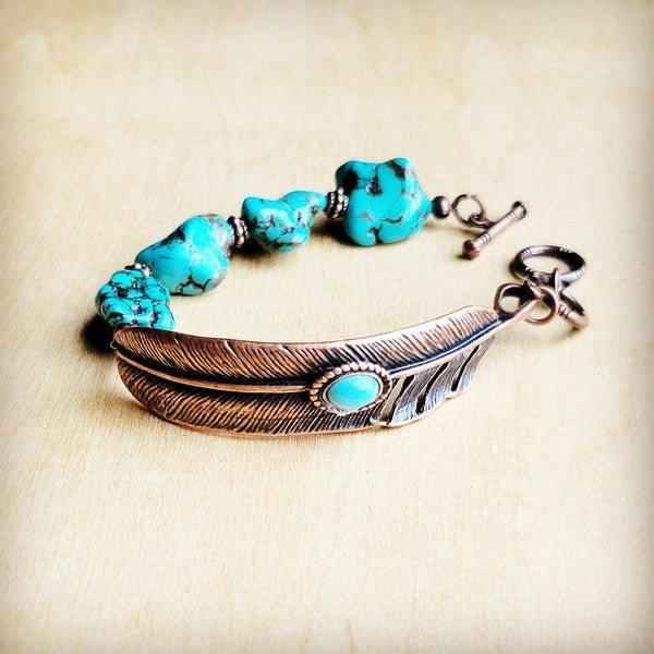 Turquoise Feather Beaded Bracelet - S. M. & Co.