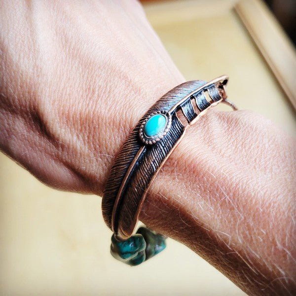 Turquoise Feather Beaded Bracelet - S. M. & Co.