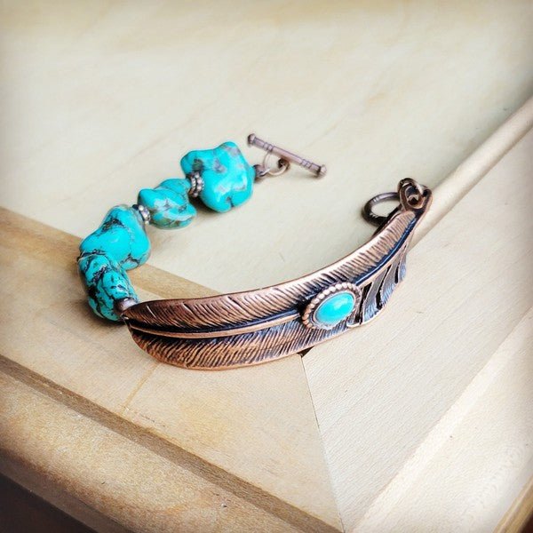 Turquoise Feather Beaded Bracelet - S. M. & Co.