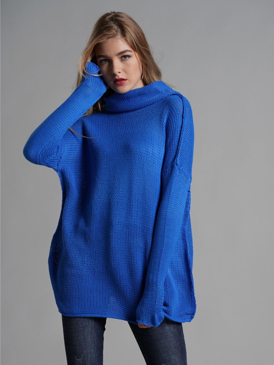 Turtleneck Dropped Shoulder Long Sleeve Sweater - S. M. & Co.