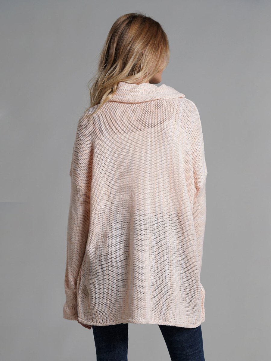 Turtleneck Dropped Shoulder Long Sleeve Sweater - S. M. & Co.