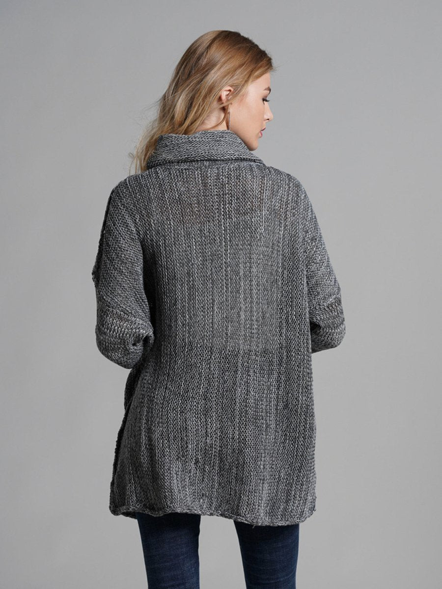 Turtleneck Dropped Shoulder Long Sleeve Sweater - S. M. & Co.