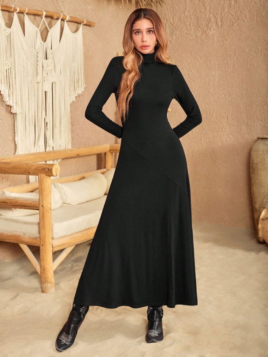 Turtleneck Long Sleeve Maxi Dress - S. M. & Co.