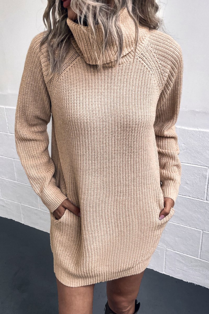 Turtleneck Sweater Dress with Pockets - S. M. & Co.