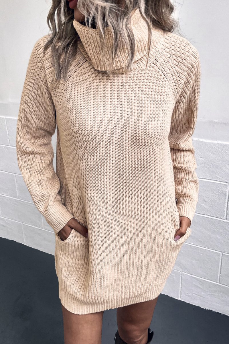 Turtleneck Sweater Dress with Pockets - S. M. & Co.