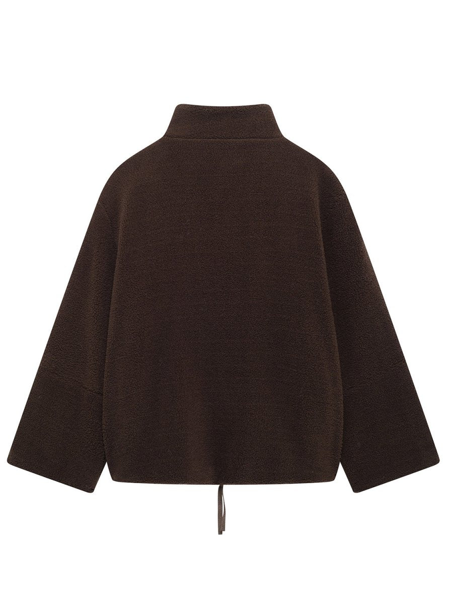 Turtleneck Zip Up Long Sleeve Plush Jacket - S. M. & Co.