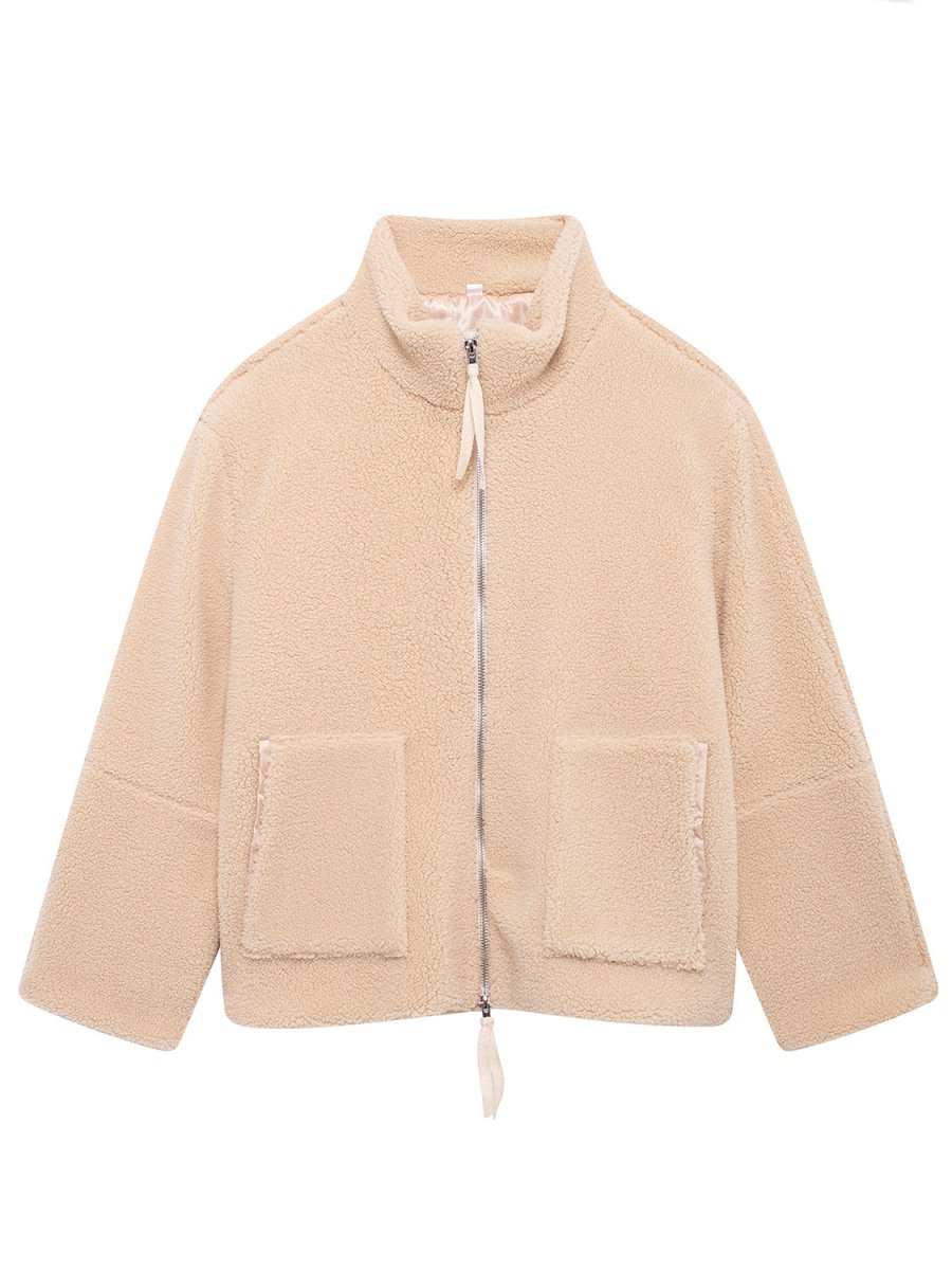 Turtleneck Zip Up Long Sleeve Plush Jacket - S. M. & Co.