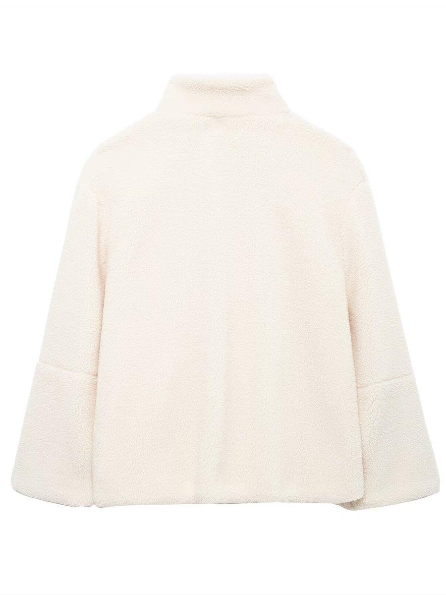 Turtleneck Zip Up Long Sleeve Plush Jacket - S. M. & Co.