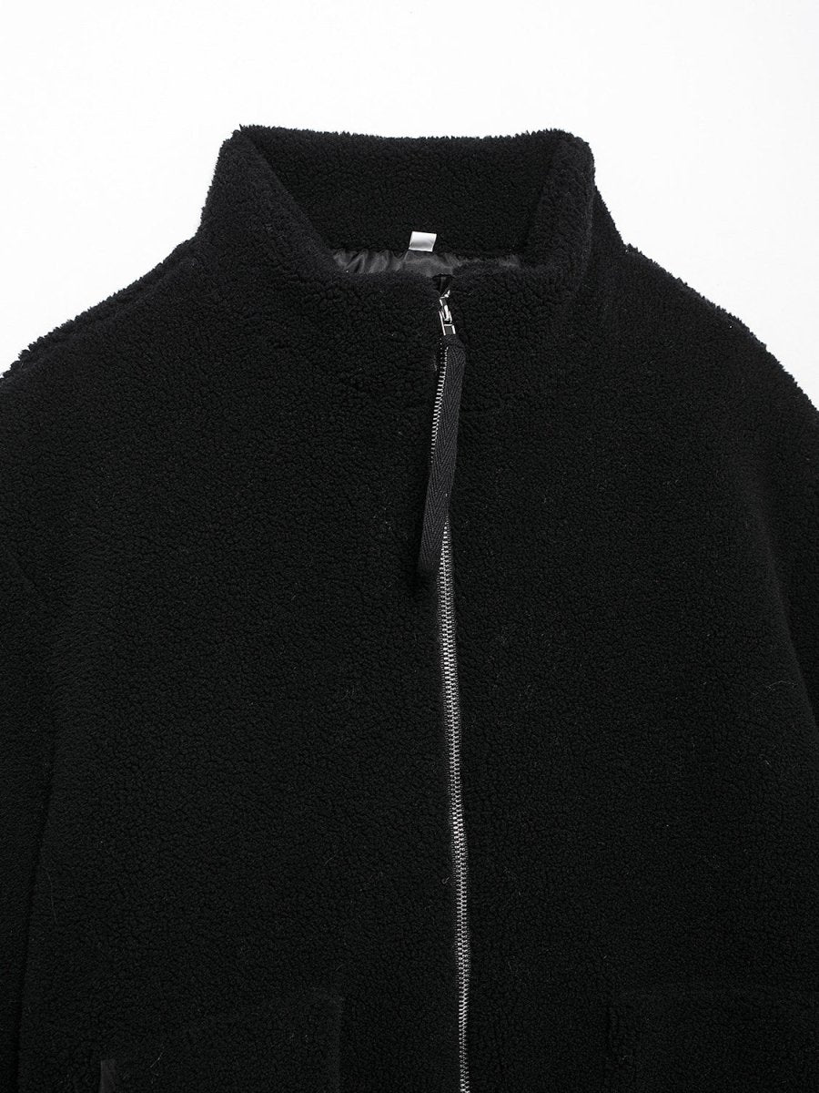 Turtleneck Zip Up Long Sleeve Plush Jacket - S. M. & Co.