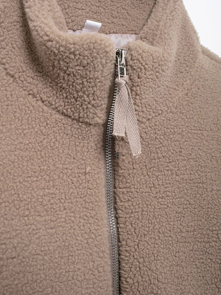 Turtleneck Zip Up Long Sleeve Plush Jacket - S. M. & Co.