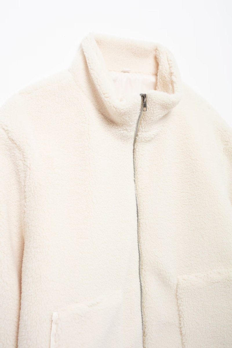 Turtleneck Zip Up Long Sleeve Plush Jacket - S. M. & Co.