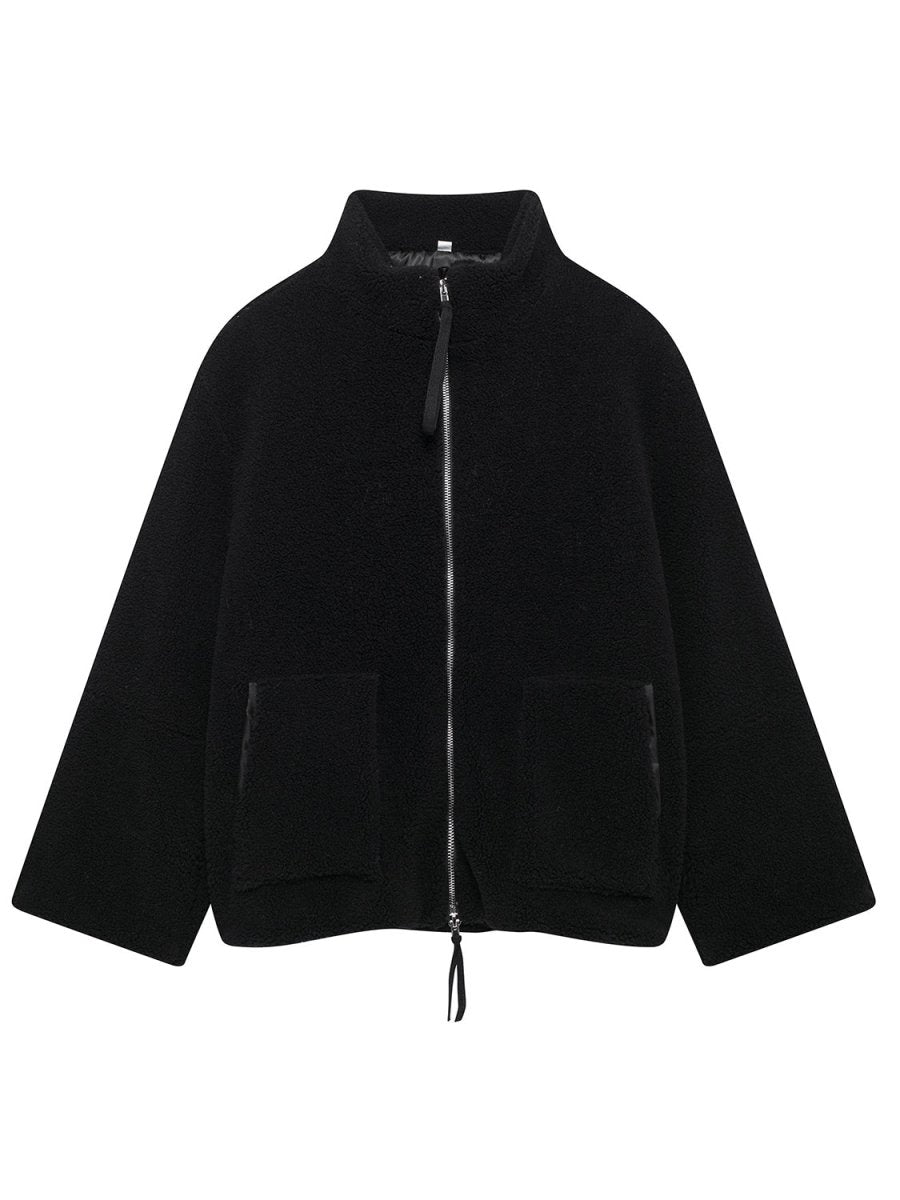 Turtleneck Zip Up Long Sleeve Plush Jacket - S. M. & Co.