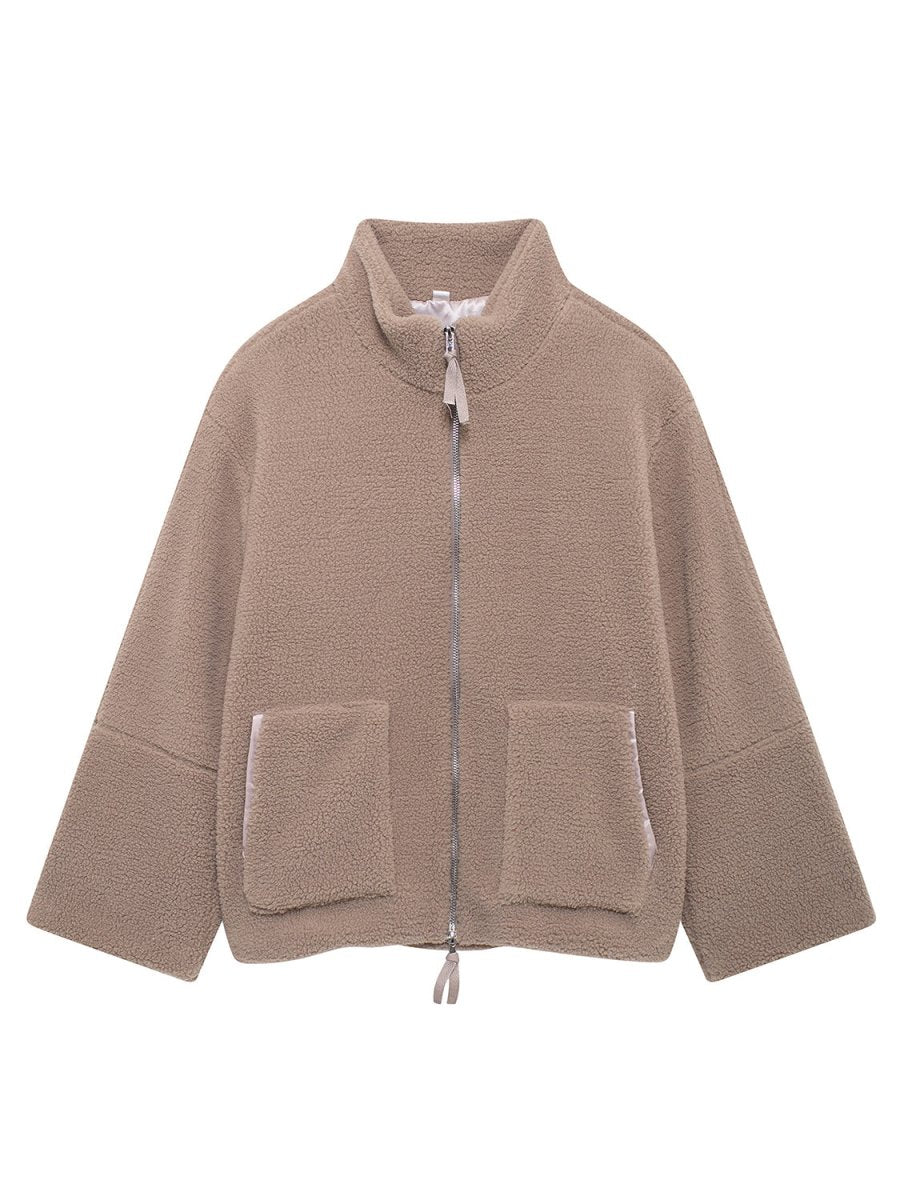 Turtleneck Zip Up Long Sleeve Plush Jacket - S. M. & Co.