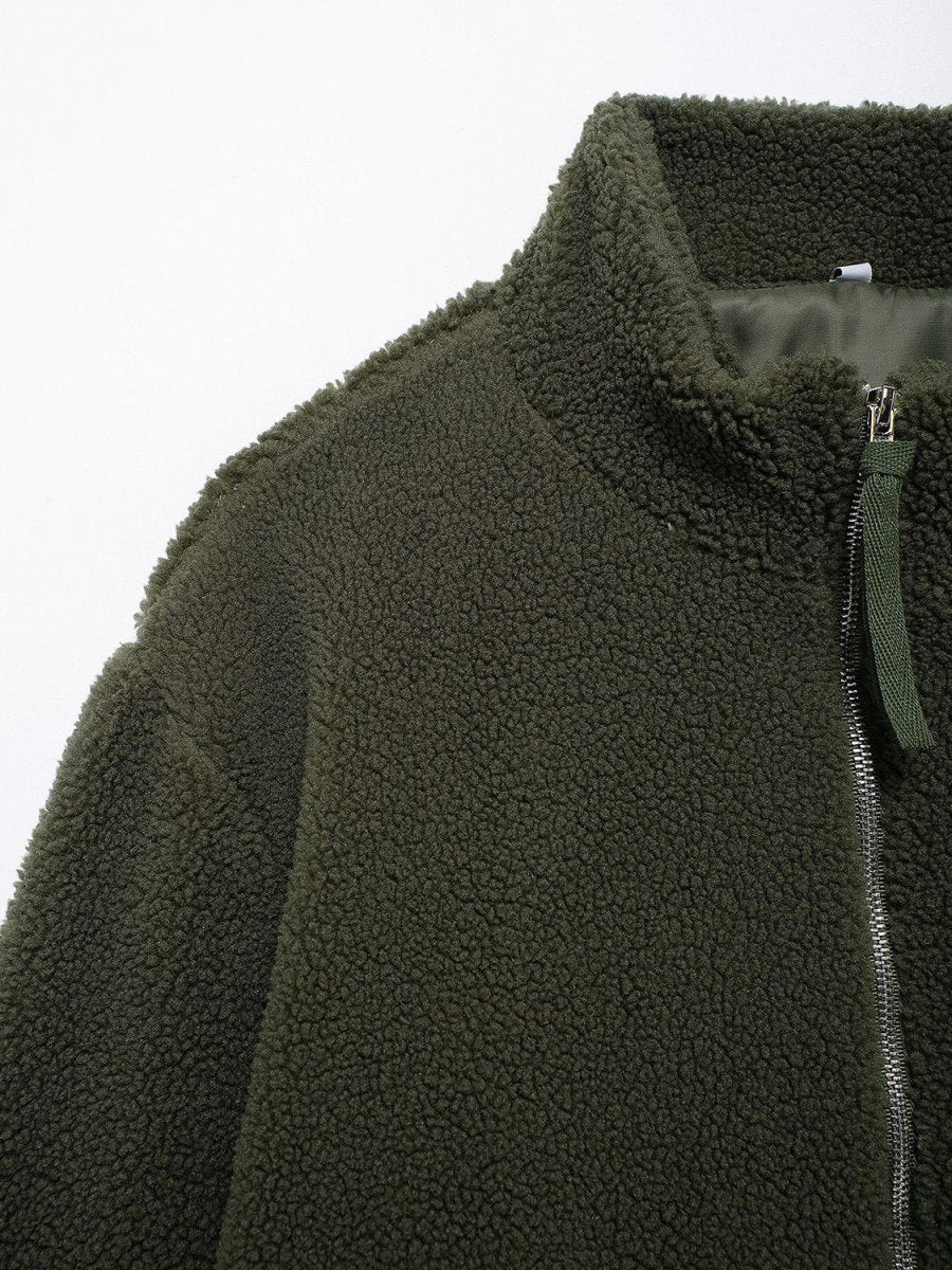 Turtleneck Zip Up Long Sleeve Plush Jacket - S. M. & Co.