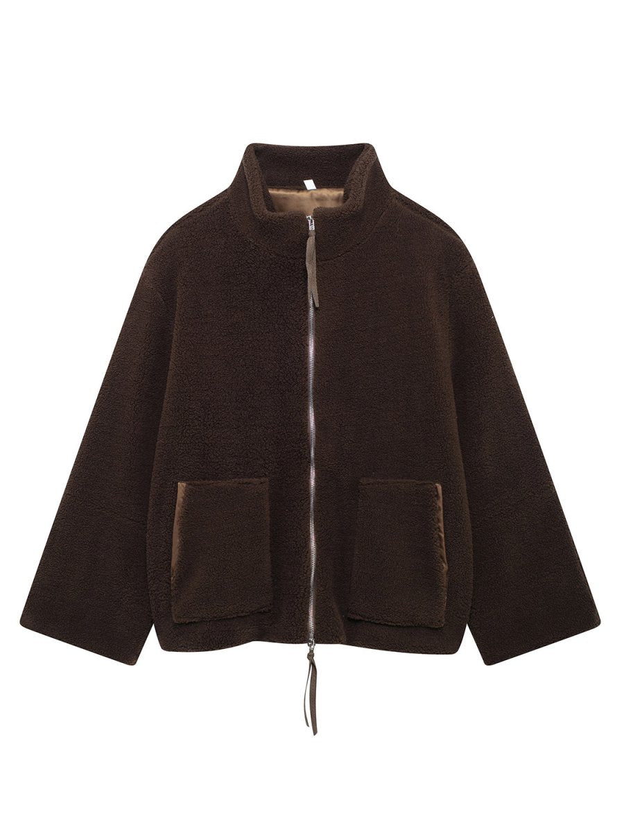 Turtleneck Zip Up Long Sleeve Plush Jacket - S. M. & Co.