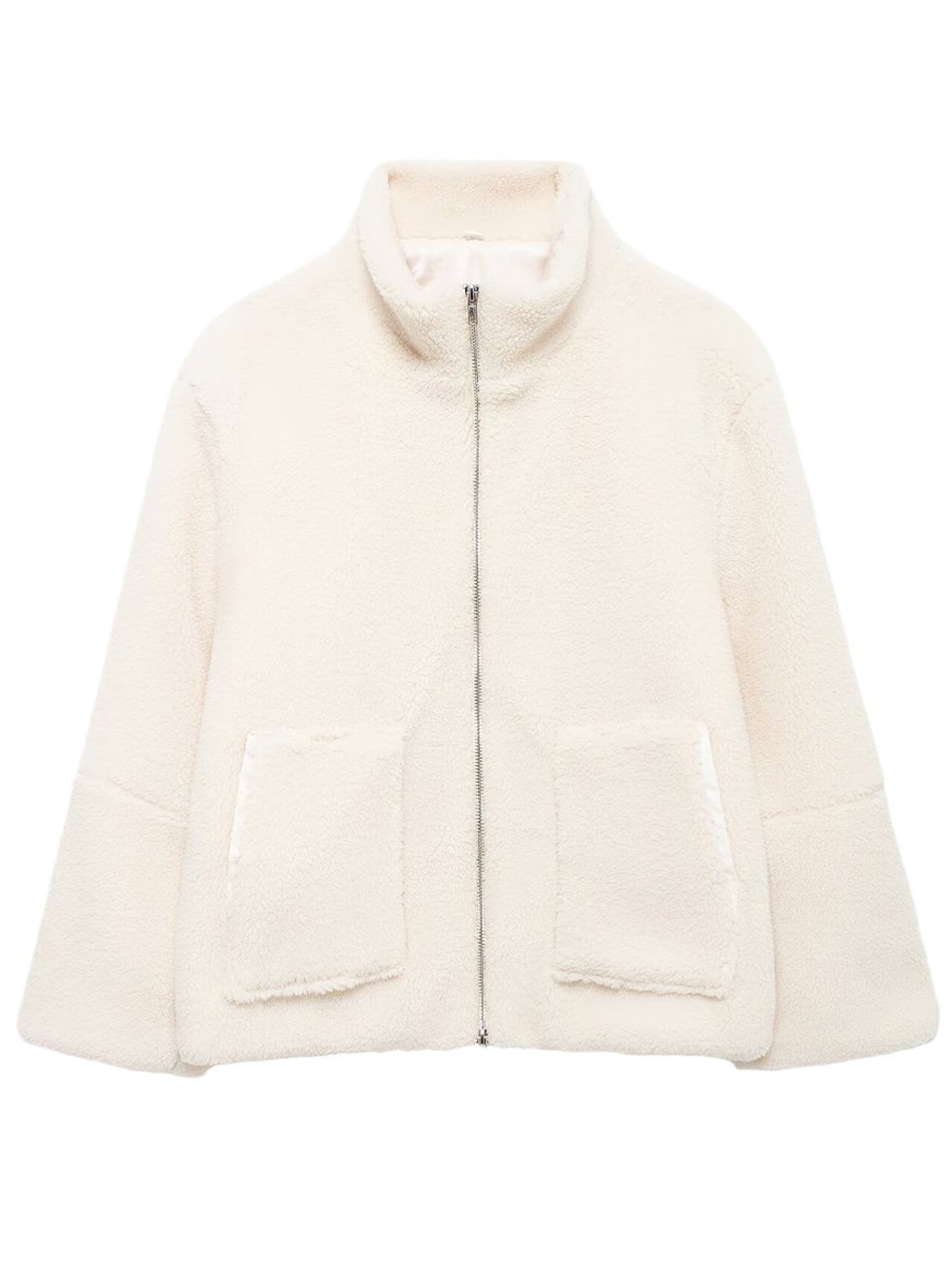 Turtleneck Zip Up Long Sleeve Plush Jacket - S. M. & Co.