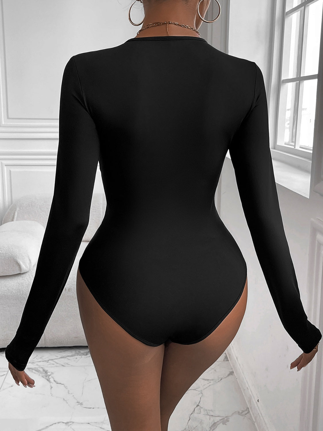 Twisted Round Neck Long Sleeve Bodysuit - S. M. & Co.