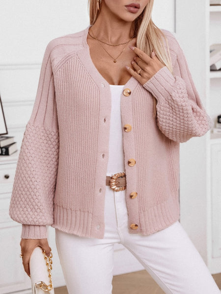 V - Neck Button Up Raglan Sleeve Cardigan - S. M. & Co.