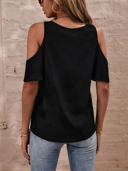 V-Neck Cold Shoulder Blouse - AnAs Market