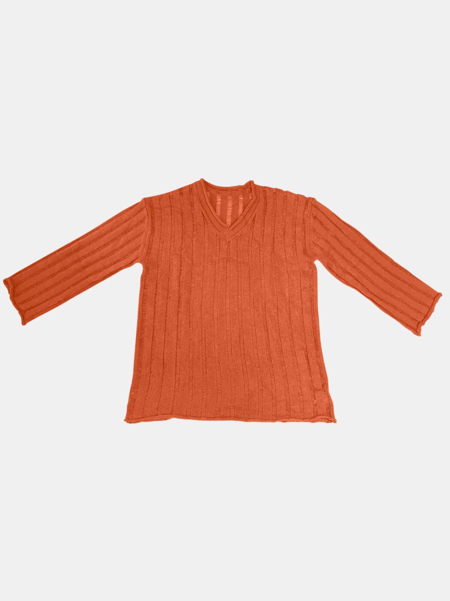 V - Neck Long Sleeve Sweater - S. M. & Co.