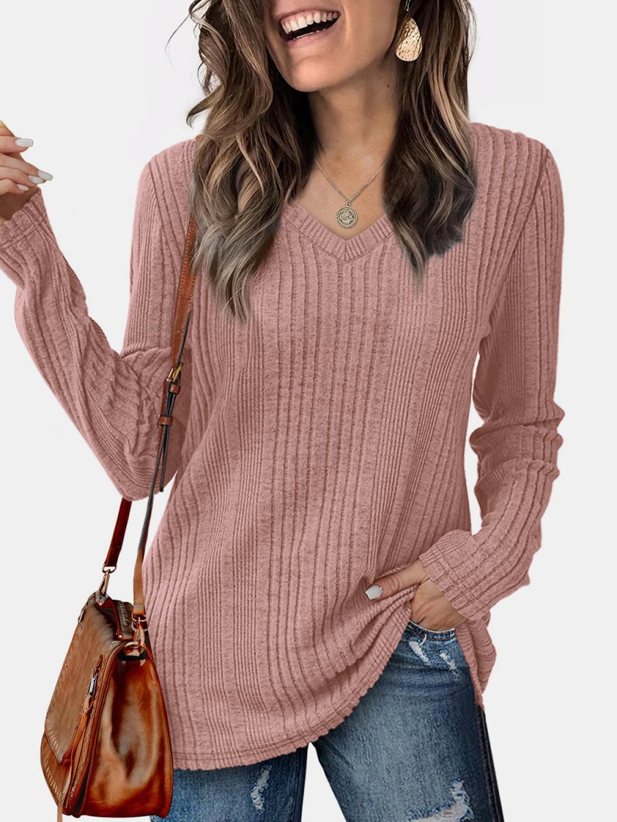 V - Neck Long Sleeve T-Shirt - S. M. & Co.