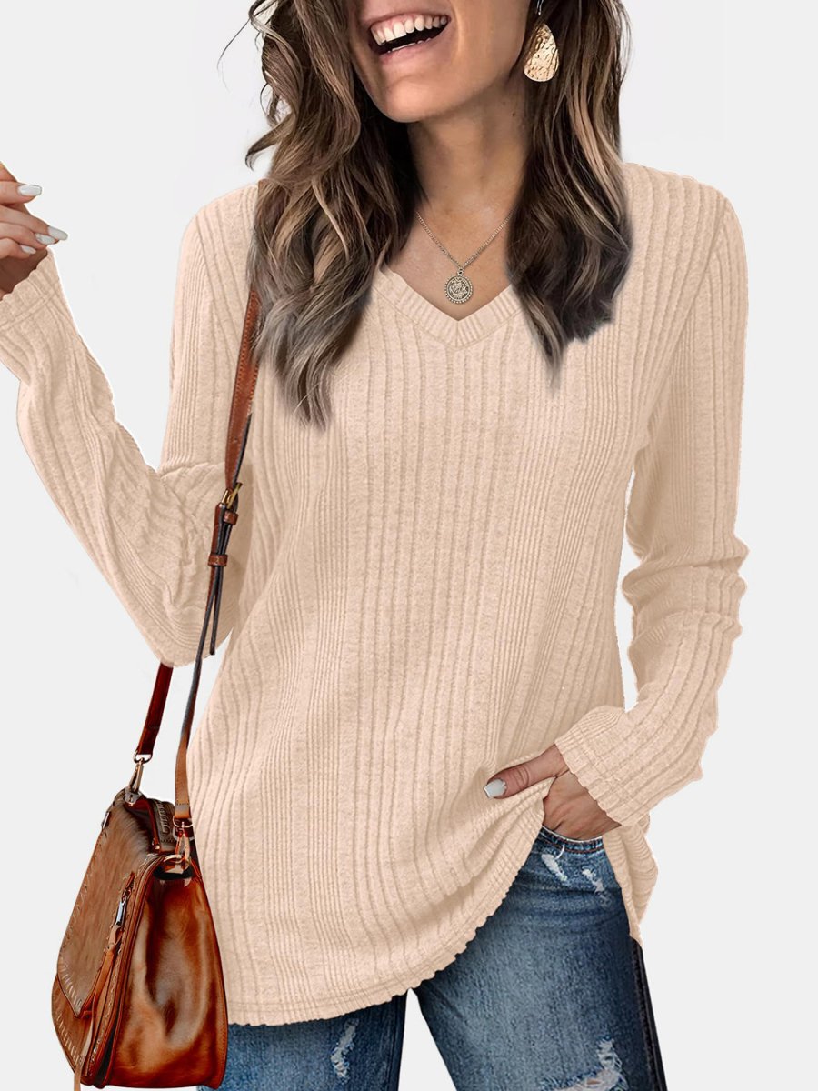 V - Neck Long Sleeve T-Shirt - S. M. & Co.