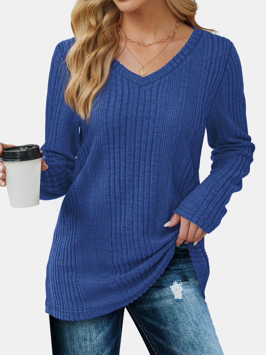 V - Neck Long Sleeve T-Shirt - S. M. & Co.