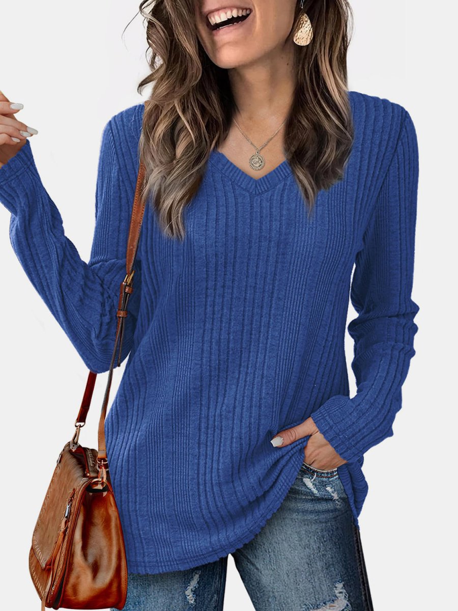 V - Neck Long Sleeve T-Shirt - S. M. & Co.