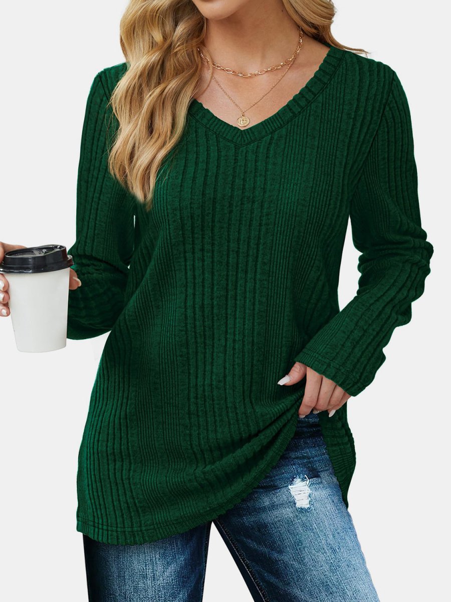 V - Neck Long Sleeve T-Shirt - S. M. & Co.