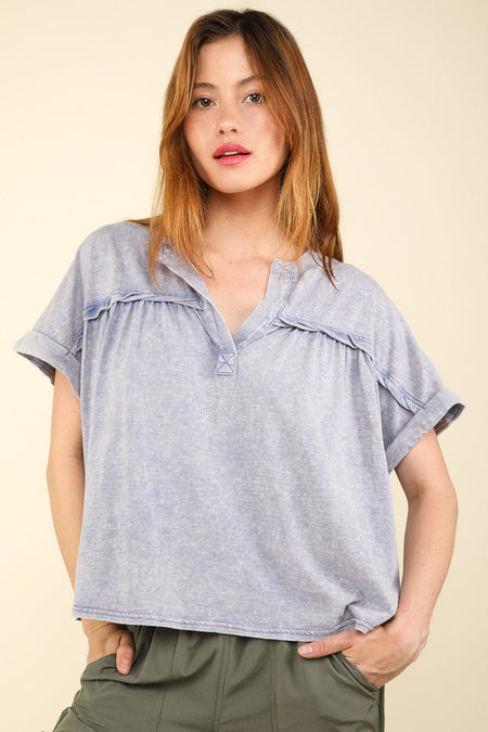 VERY J Nochted Short Sleeve Washed T-Shirt - S. M. & Co. T-Shirts