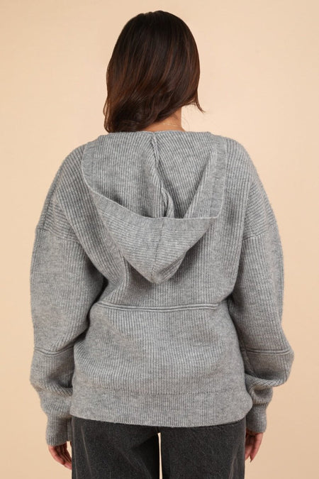 VERY J Seam Detail Drop Shoulder Hooded Sweater - S. M. & Co.