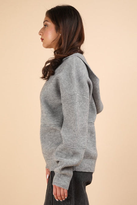 VERY J Seam Detail Drop Shoulder Hooded Sweater - S. M. & Co.