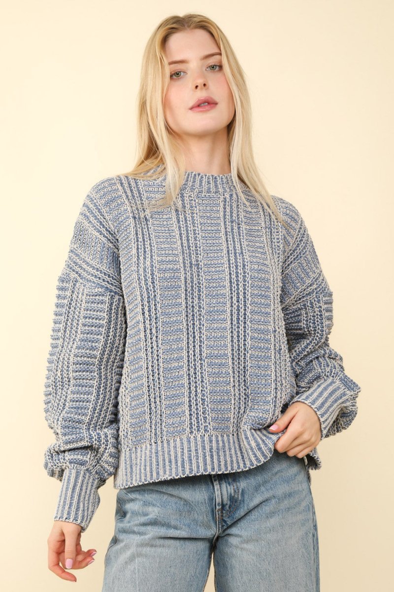 VERY J Two Tone Long Sleeve Sweater - S. M. & Co.