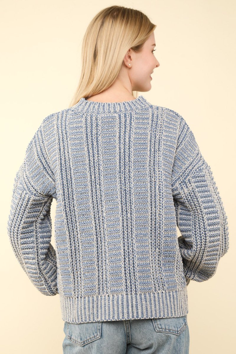 VERY J Two Tone Long Sleeve Sweater - S. M. & Co.