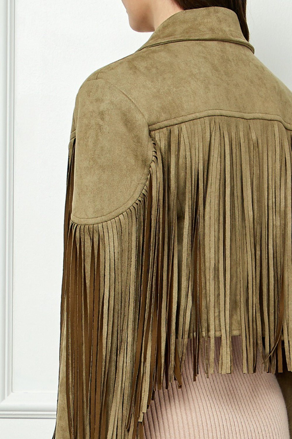 Veveret Suede Fringe Long Sleeve Moto Jacket - S. M. & Co. Jacket