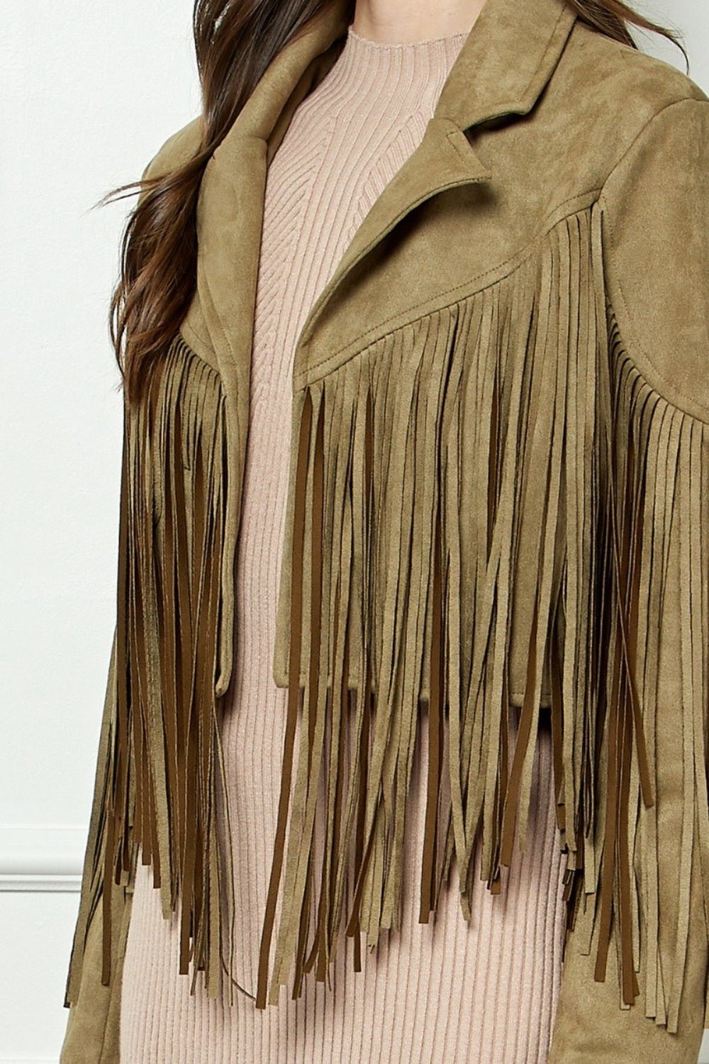 Veveret Suede Fringe Long Sleeve Moto Jacket - S. M. & Co. Jacket