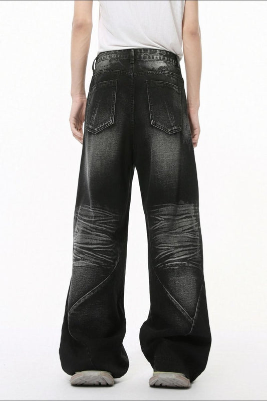 Washed Cat Whisker Straight Leg Jeans - S. M. & Co.