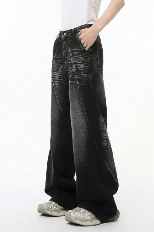 Washed Cat Whisker Straight Leg Jeans - S. M. & Co.