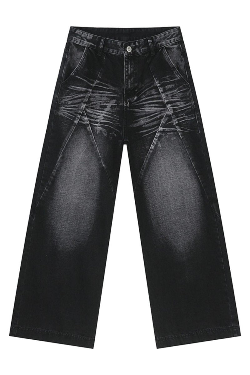 Washed Cat Whisker Straight Leg Jeans - S. M. & Co.