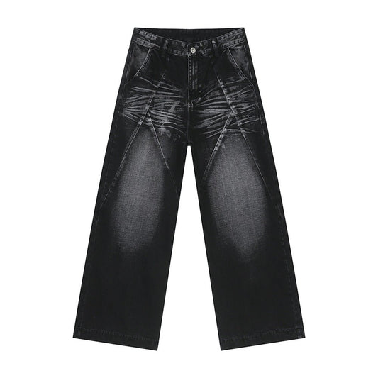 Washed Cat Whisker Straight Leg Jeans - S. M. & Co.