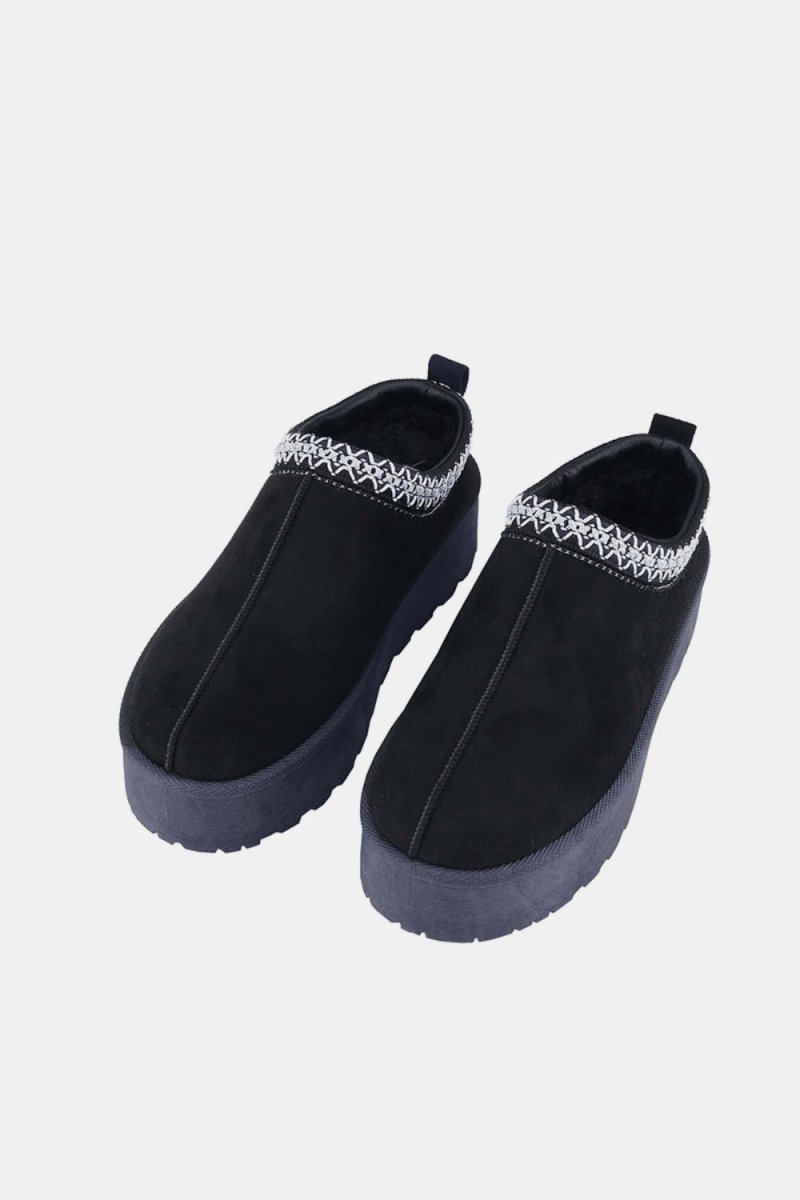 Weeboo Platform Embroidered Trim Slip - On Boots - S. M. & Co.