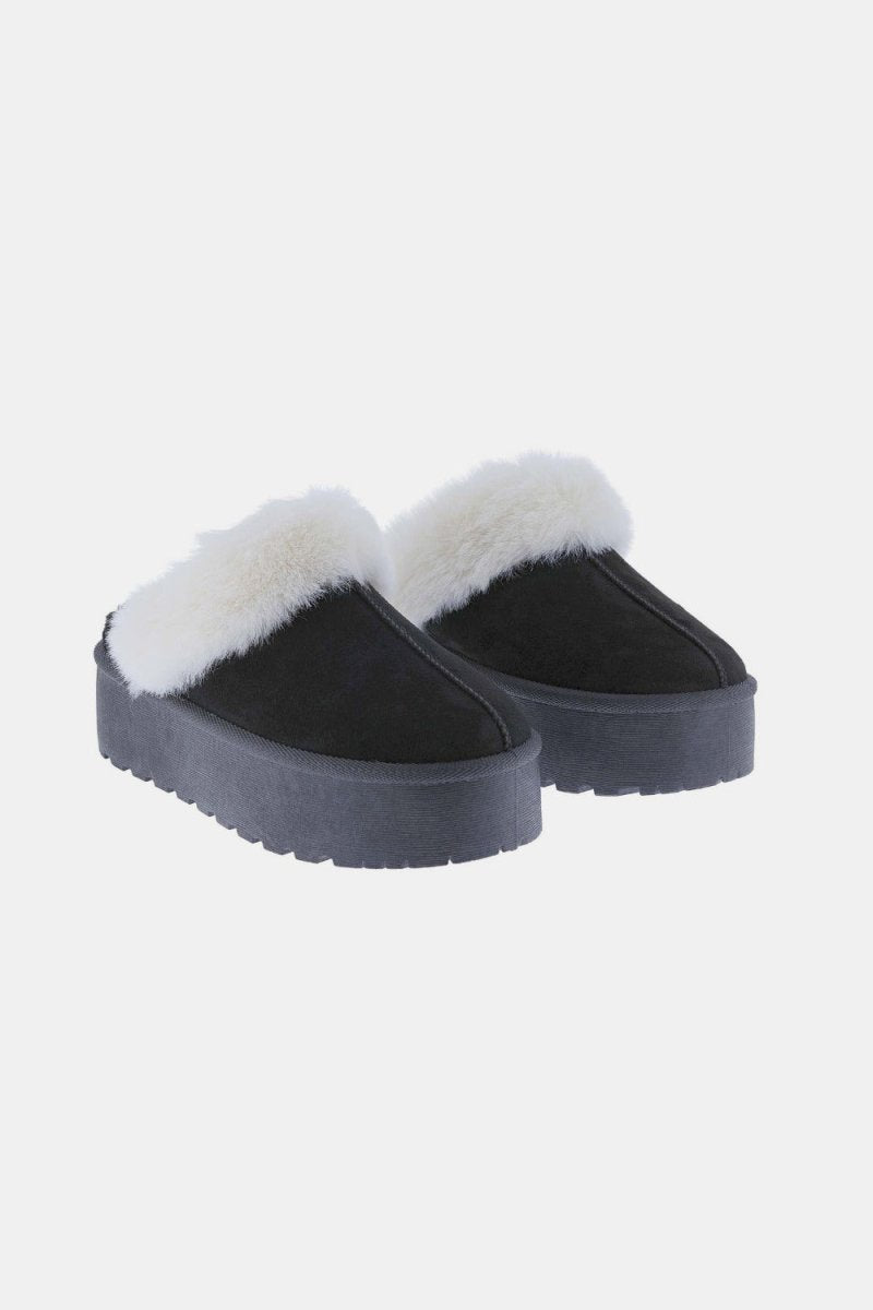 Weeboo Thick Bottom Fur Trim Snow Slippers - S. M. & Co.