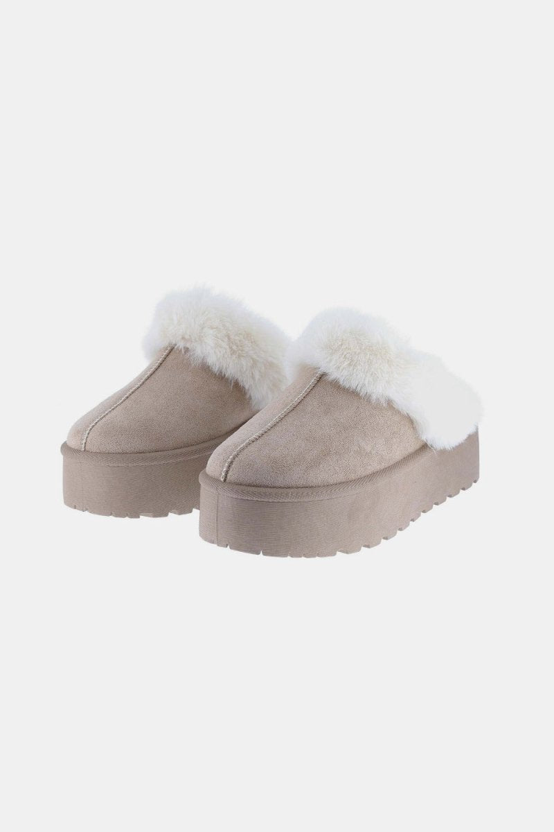 Weeboo Thick Bottom Fur Trim Snow Slippers - S. M. & Co.