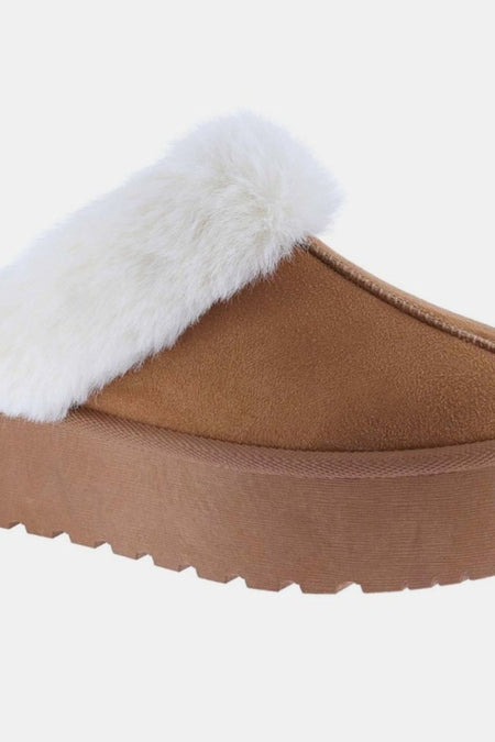 Weeboo Thick Bottom Fur Trim Snow Slippers - S. M. & Co.