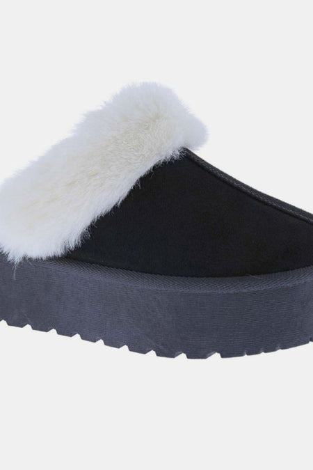 Weeboo Thick Bottom Fur Trim Snow Slippers - S. M. & Co.