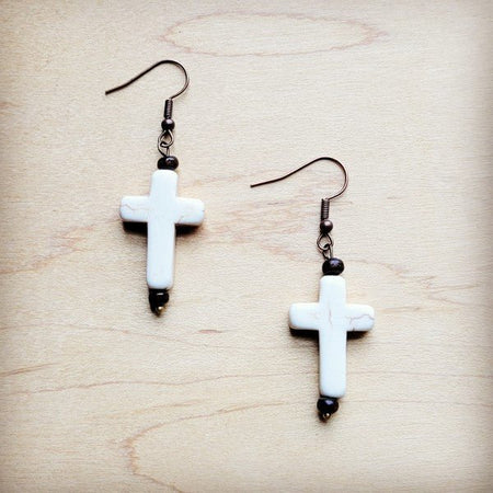 White Turquoise Cross Earrings - S. M. & Co.