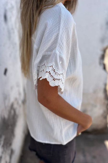 White V Neck Blouse - AnAs Market