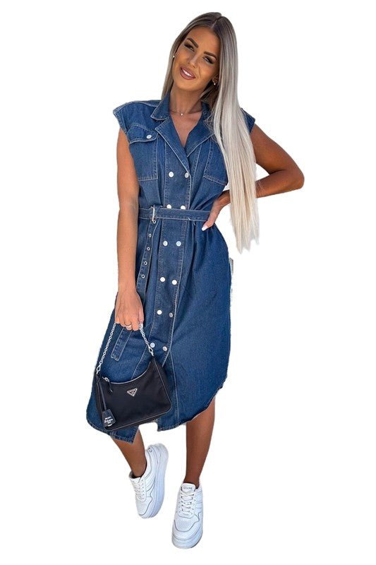 WOMEN SEXY DENIM VEST DRESS - S. M. & Co.